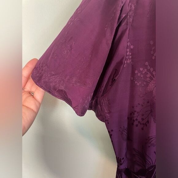 Forest Lily Plum Floral Design Flutter Sleeve Wide Leg Jumpsuit Size 4 - Picture 3 of 8